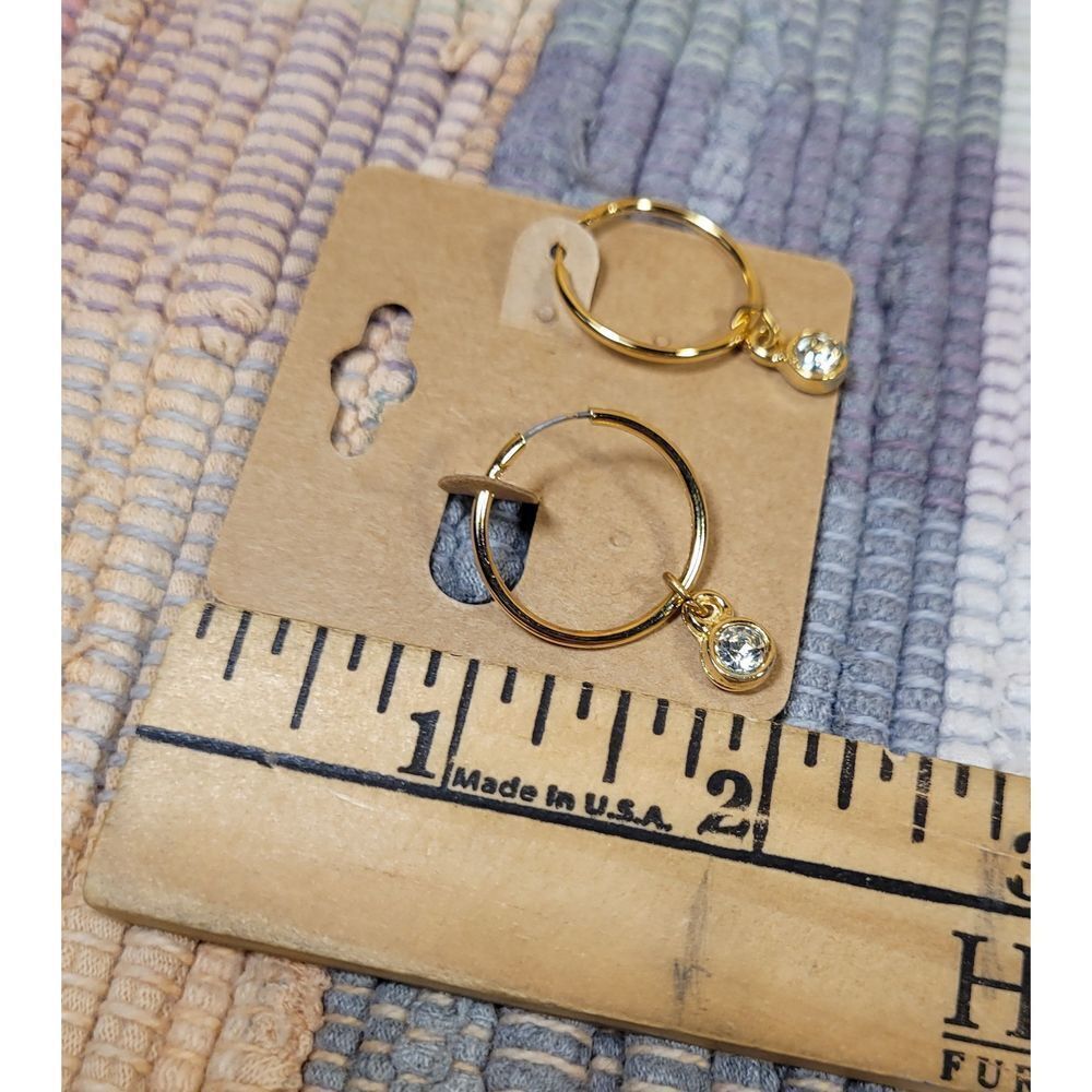 (3 for $15)~JoMa~ Goldtoned Hoops with Dangling Austrailian Crystal- NWT
